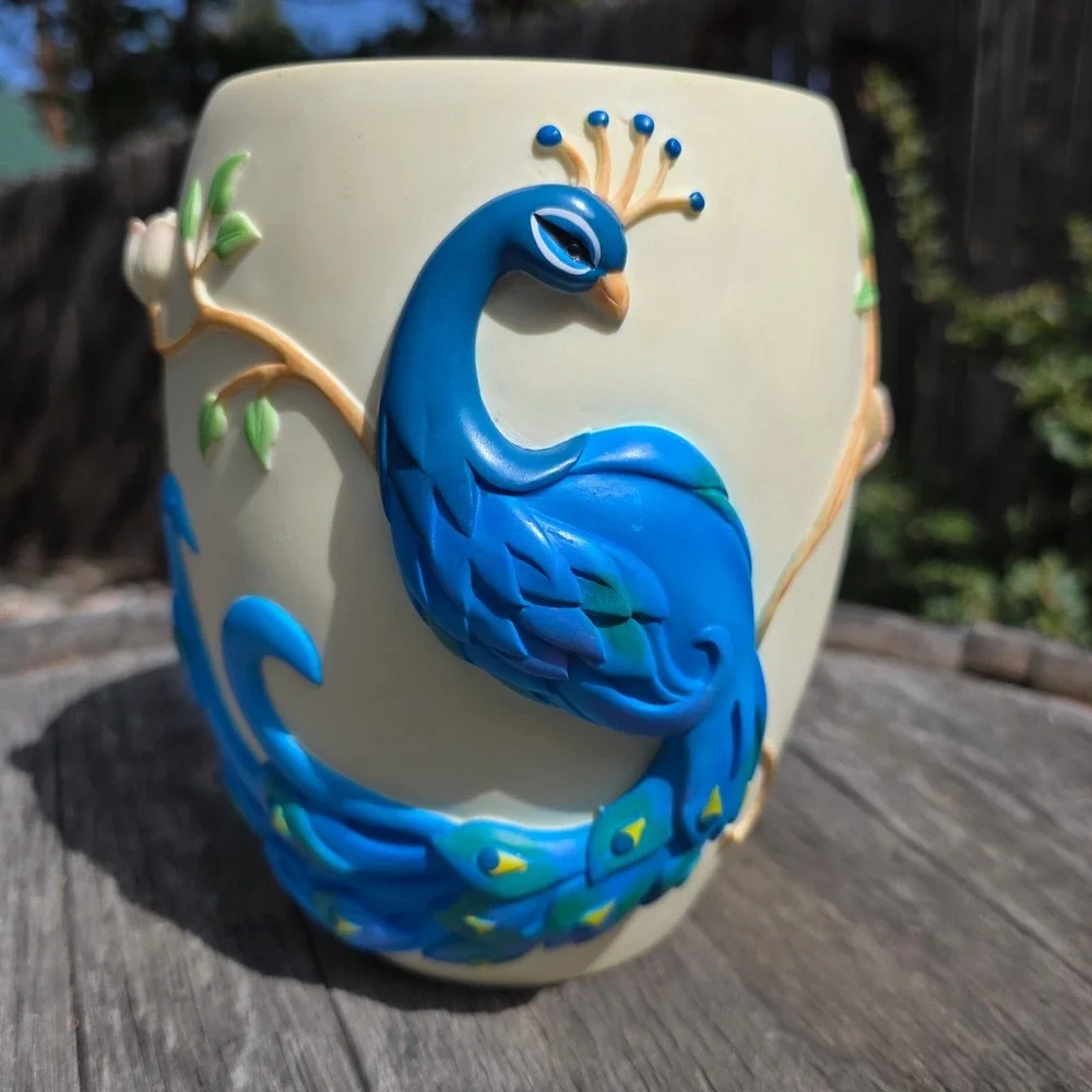 LENOX Majestic Peacock Ceramic Vase 7